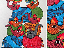 Nandan . नंदन ✦ Handcrafted ~ Gond Painting ( 12" x 16" ) - Elephants