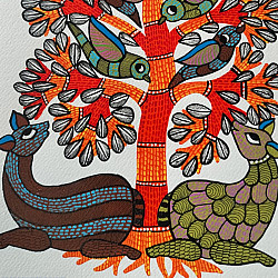 Nandan . नंदन ✦ Handcrafted ~ Gond Painting ( 12" x 16" ) - Beauty of Nature