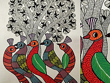 Nandan . नंदन ✦ Handcrafted ~ Gond Painting ( 12" x 16" ) - Birds