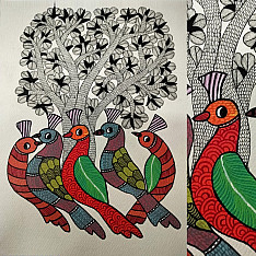 Nandan . नंदन ✦ Handcrafted ~ Gond Painting ( 12" x 16" ) - Birds