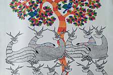 Nandan . नंदन ❁ Canvas Gond Painting (24" x 36") ❁ 33