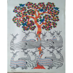 Nandan . नंदन ❁ Canvas Gond Painting (24" x 36") ❁ 33