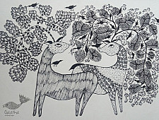 Nandan . नंदन ❁ Gond Painting (10" x 14") ❁ 35