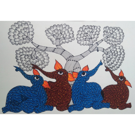 Shop online hand painted on Paper gond painting