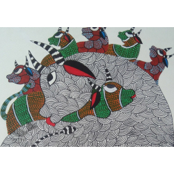 Nandan . नंदन ❁ Gond Painting (10" x 14") ❁ 37