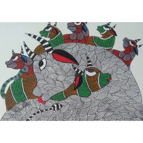 Shop online hand painted on Paper gond painting