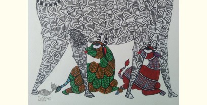 Nandan . नंदन ❁ Gond Painting (10" x 14") ❁ 37