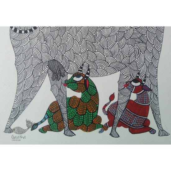 Shop online hand painted on Paper gond painting