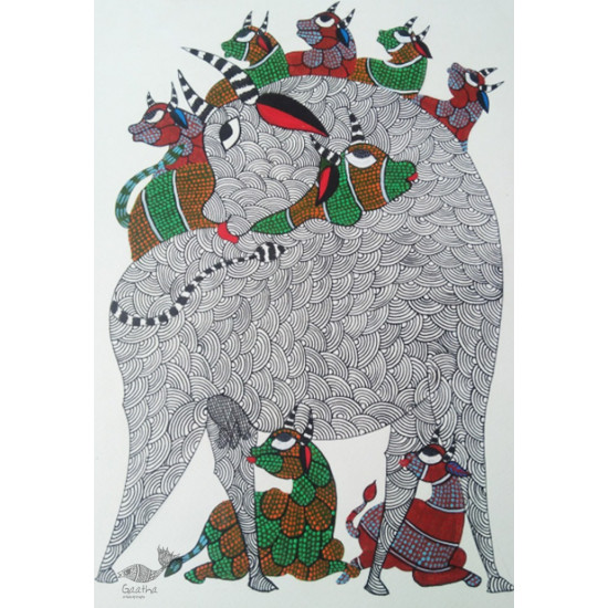 Shop online hand painted on Paper gond painting