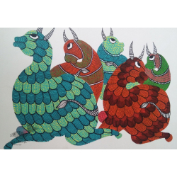 Nandan . नंदन ❁ Gond Painting (10" x 14") ❁ 40