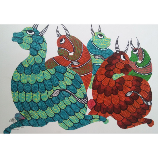 Shop online hand painted on Paper gond painting