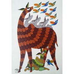 Nandan . नंदन ❁ Gond Painting (10" x 14") ❁ 43