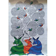 Nandan . नंदन ❁ Canvas Gond Painting (18" x 29") ❁ 45