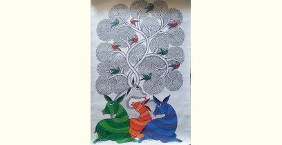 Nandan . नंदन ❁ Canvas Gond Painting (18" x 29") ❁ 45