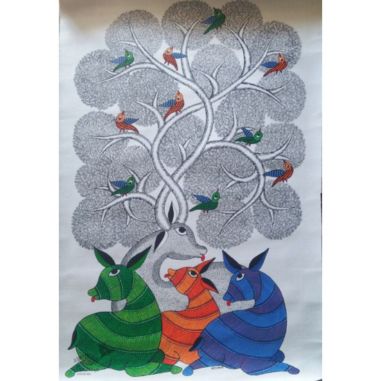 Shop online hand painted on canvas gond painting