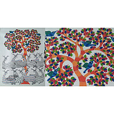 Nandan . नंदन ❁ Canvas Gond Painting (24" x 36") ❁ 33