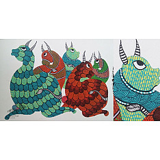 Nandan . नंदन ❁ Gond Painting (10" x 14") ❁ 40