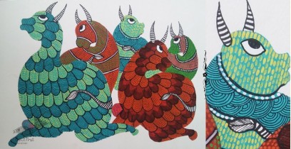 Nandan . नंदन ❁ Gond Painting (10" x 14") ❁ 40