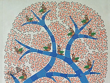 Nandan . नंदन ~ Canvas Gond Painting - ( 2' x 3' ) - Elephants
