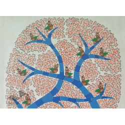 Nandan . नंदन ~ Canvas Gond Painting - ( 2' x 3' ) - Elephants