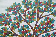 Nandan . नंदन ~ Hand Painted Canvas Gond Painting - ( 2' x 3' ) 