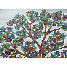 Nandan . नंदन ~ Hand Painted Canvas Gond Painting - ( 2' x 3' ) 