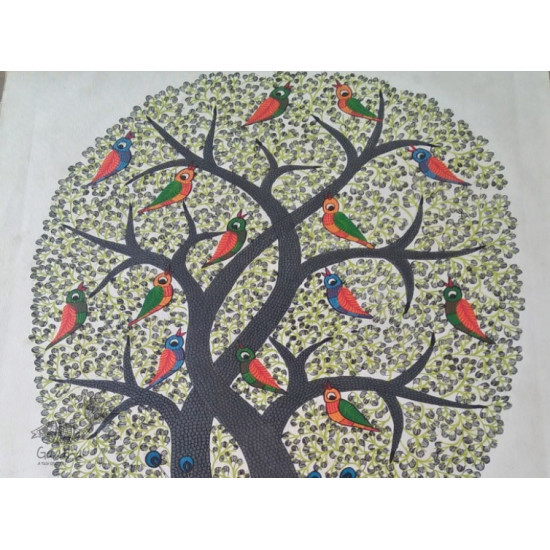 Canvas Gond Painting - Peacocks