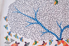 Nandan . नंदन ~ Canvas Gond Painting - ( 5' x 3' ) - Deer