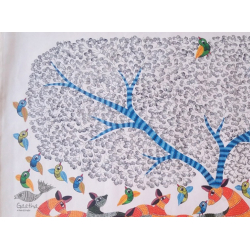 Nandan . नंदन ~ Canvas Gond Painting - ( 5' x 3' ) - Deer