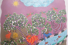 Nandan . नंदन ~ Canvas Gond Painting - ( 2' x 3' ) - Forest Animals