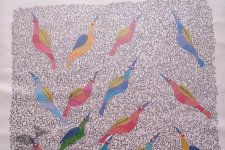 Nandan . नंदन ~ Canvas Gond Painting - ( 2' x 3' ) - Birds