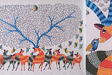 Nandan . नंदन ~ Canvas Gond Painting - ( 5' x 3' ) - Deer