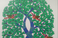 Nandan . नंदन ~ Hand Painted Gond Art ~ Painting ( 11" x 15" ) - deer