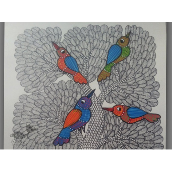 Hand Painted Gond Art ~ Painting ( 11" x 15" ) 