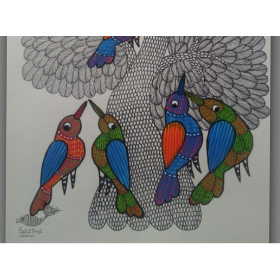 Hand Painted Gond Art ~ Painting ( 11" x 15" ) 