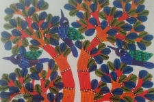 Nandan . नंदन ~ Hand Painted Gond Art ~ Painting ( 11" x 15" ) - 