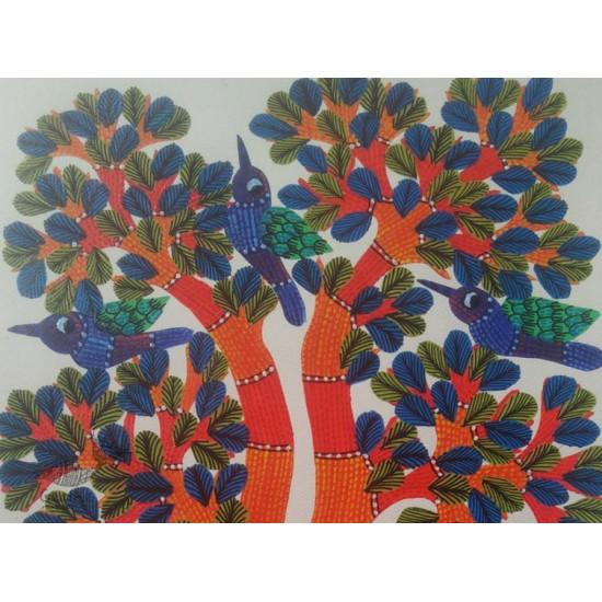 Hand Painted Gond Art ~ Painting ( 11" x 15" ) 