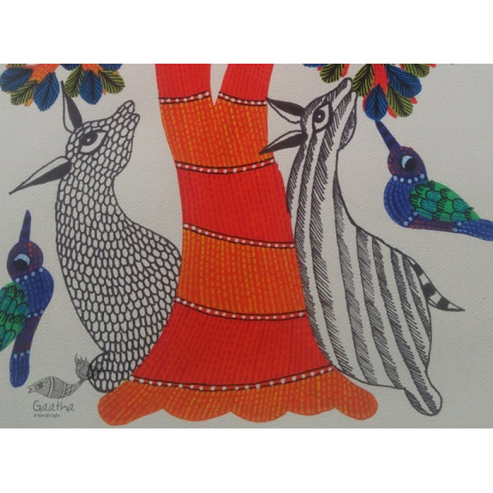 Hand Painted Gond Art ~ Painting ( 11" x 15" ) 