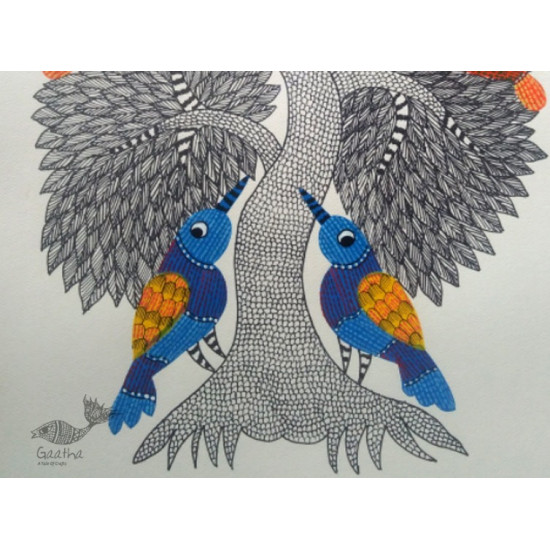 Hand Painted Gond Art ~ Painting ( 11" x 15" ) 