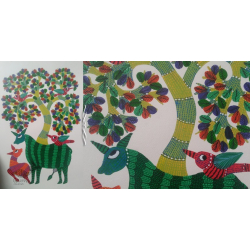 Nandan . नंदन ~ Hand Painted Gond Art ~ Painting ( 11" x 15" ) - 