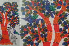 Nandan . नंदन ~ Hand Painted Gond Art ~ Painting ( 11" x 15" ) - 