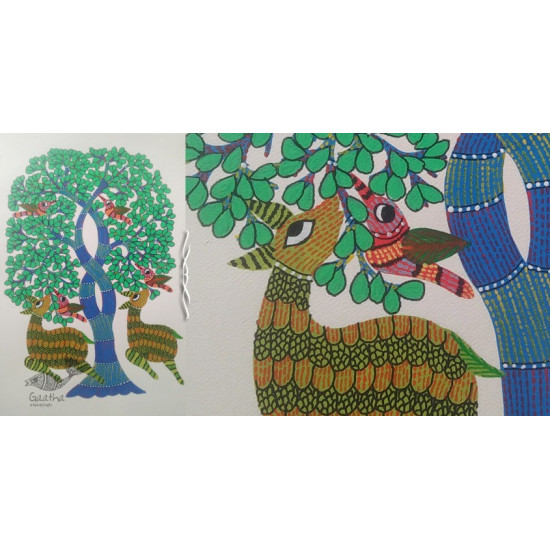 Hand Painted Gond Art ~ Painting ( 11" x 15" ) 