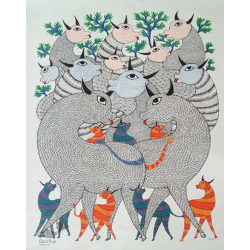 Nandan . नंदन ❁ Canvas Gond Painting (24" x 36") ❁ 47