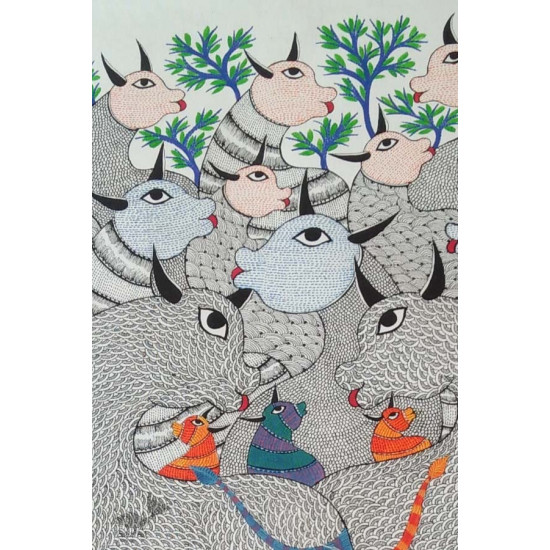 Shop online hand painted on canvas gond painting