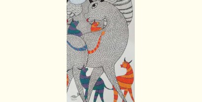 Nandan . नंदन ❁ Canvas Gond Painting (24" x 36") ❁ 47
