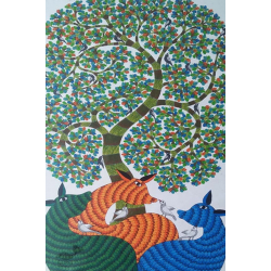 Nandan . नंदन ❁ Gond Painting on Canvas (72" x 36") ❁ 48