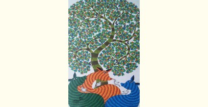 Nandan . नंदन ❁ Gond Painting on Canvas (72" x 36") ❁ 48