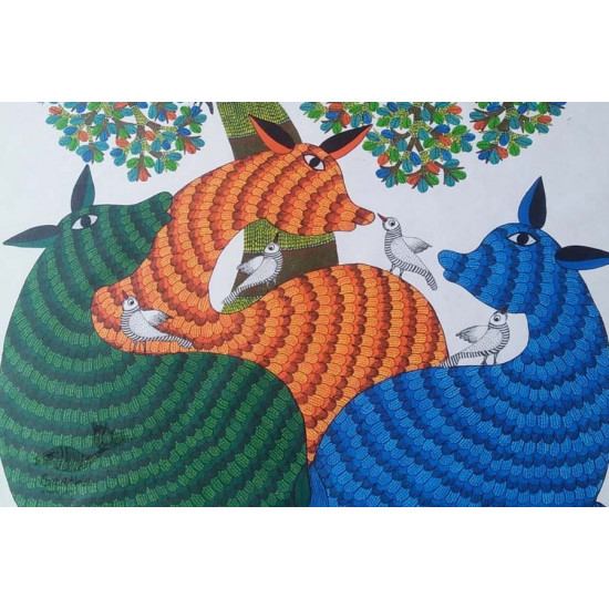 Shop online hand painted on canvas gond painting