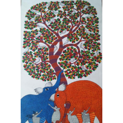 Nandan . नंदन ❁ Canvas Gond Painting (72" x 36") ❁ 49