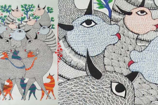 Nandan . नंदन ❁ Canvas Gond Painting (24" x 36") ❁ 47